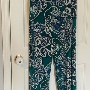 Chico's Teal and White Patterned Pants